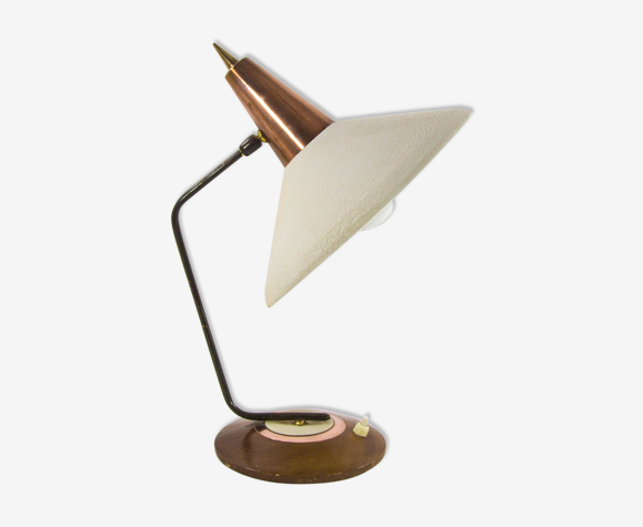 Lampe de table Herdae en teck et cuivre