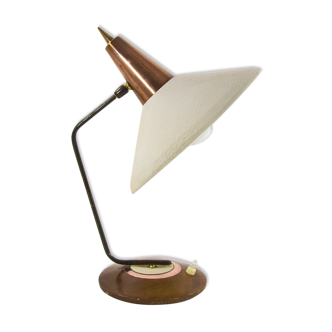 Herda table lamp teak and copper