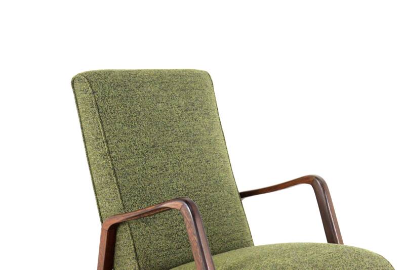 Knicos Armchair in Wengé with Green Upholstery | very rare dutch design