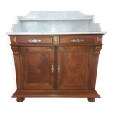Empire period bathroom furniture in solid walnut and white marble.
