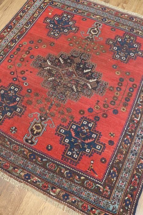 Hand-knotted afchari carpet Iran 132x143cm