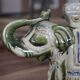 Vintage elephant ashtray in glazed ceramic – Green, cream and blue – Asian decor