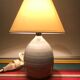 Old Blue Enamels EnamelSed Earth Ball Lamp Signed Blue - Vintage Cream Lamp