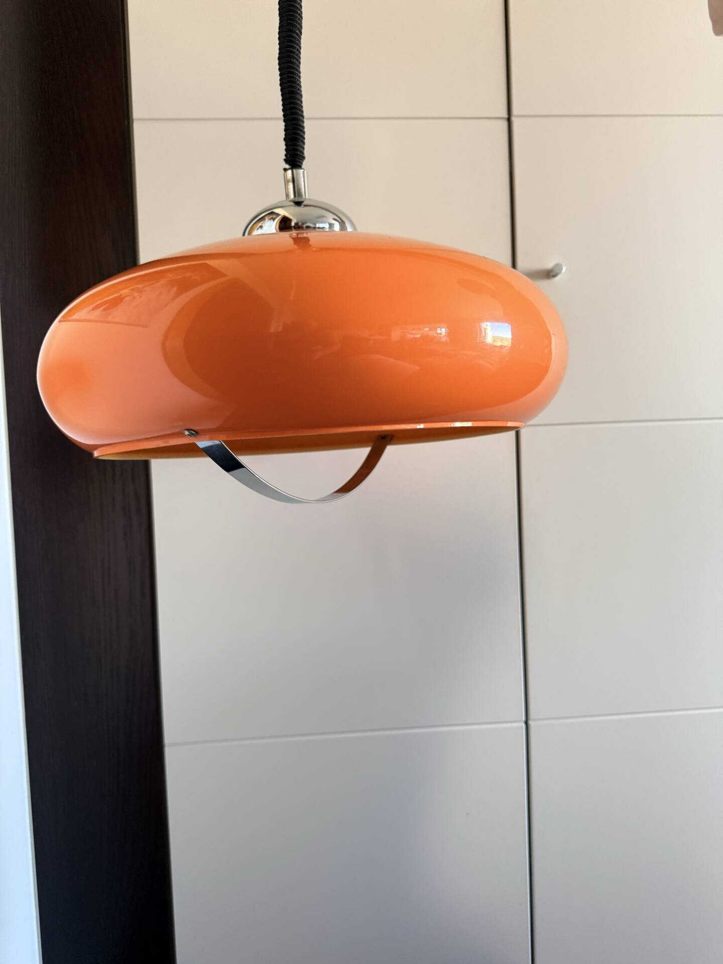 Suspension Space Age orange attribuée à Dijkstra Lampen