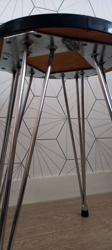 Vintage “SIF” round stool in formica and Eiffel legs.