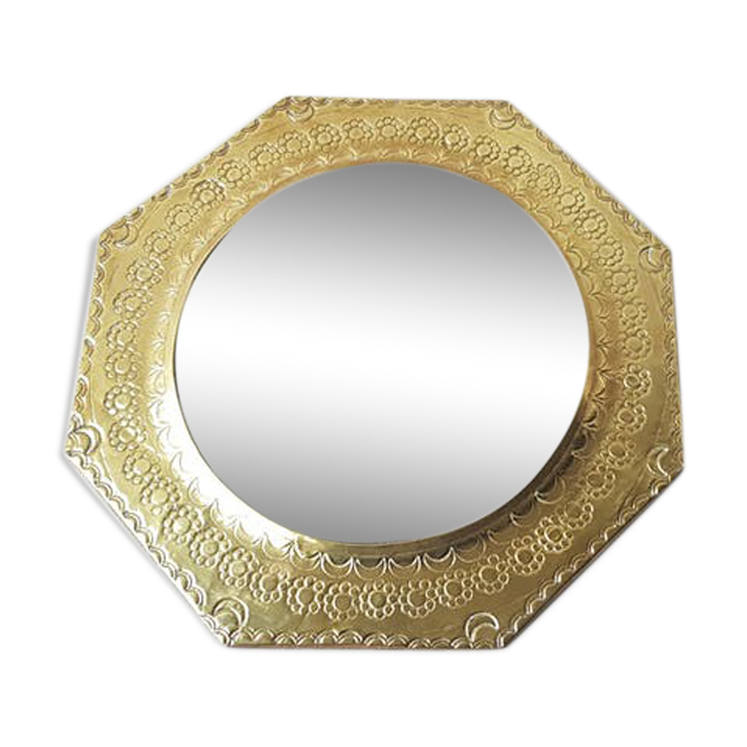 Hexagonal brass mirror 28x28cm