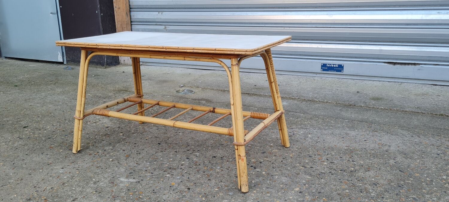 Rattan coffee table 50s