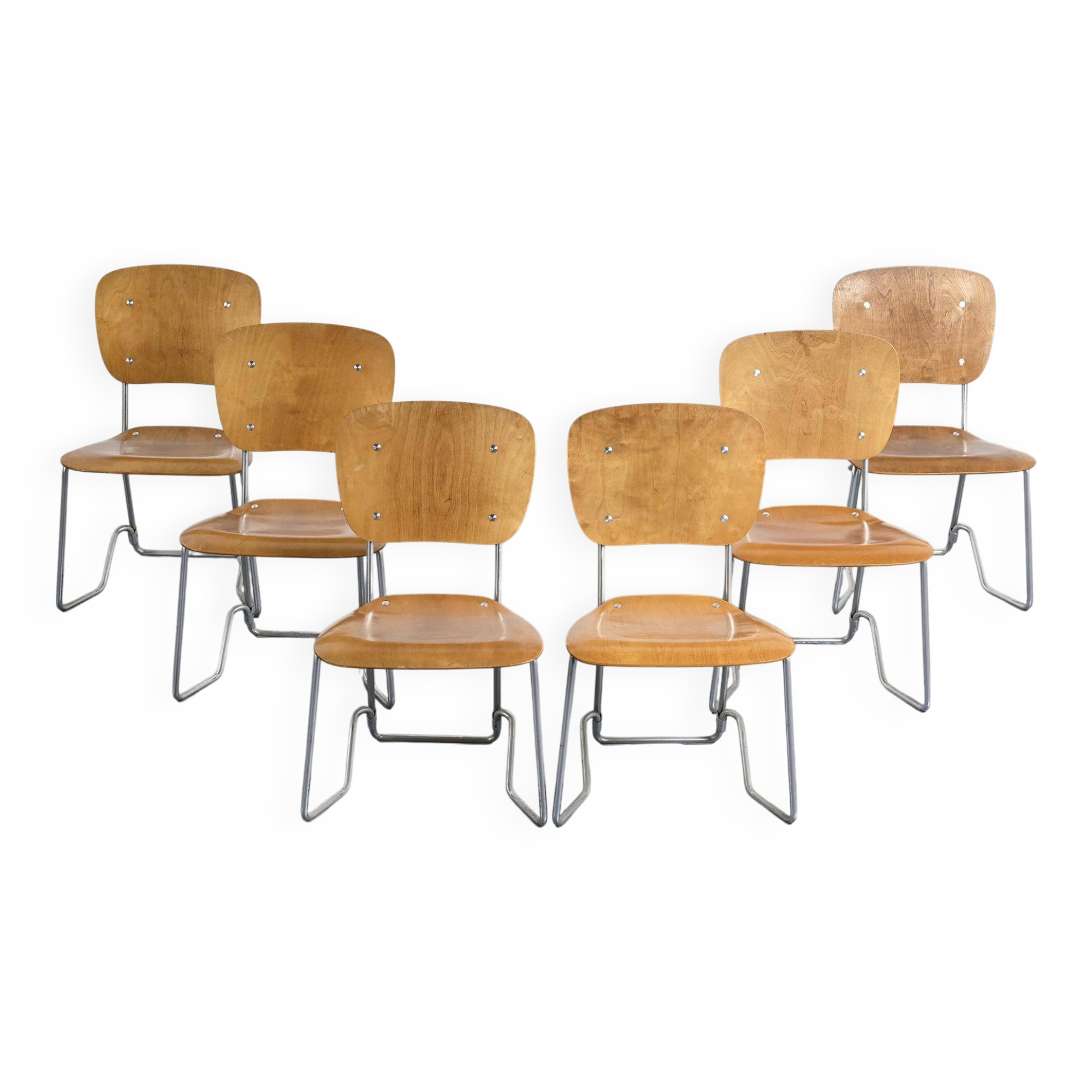 Suite de 6 chaises Alu-Flex par Armin Wirth, vers 1965