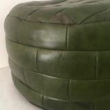 Vintage leather pouf patchwork 70s