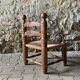 Rustic oak and straw chair, France 1940s