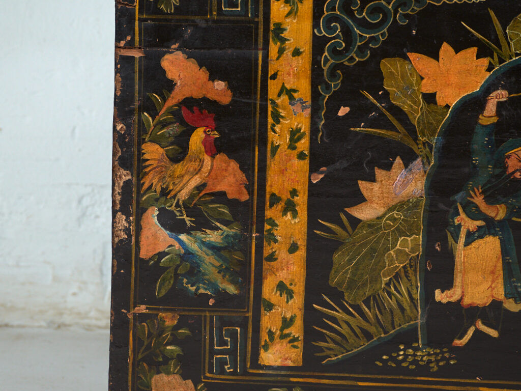 Antique black lacquered pine chest – China, circa 1900