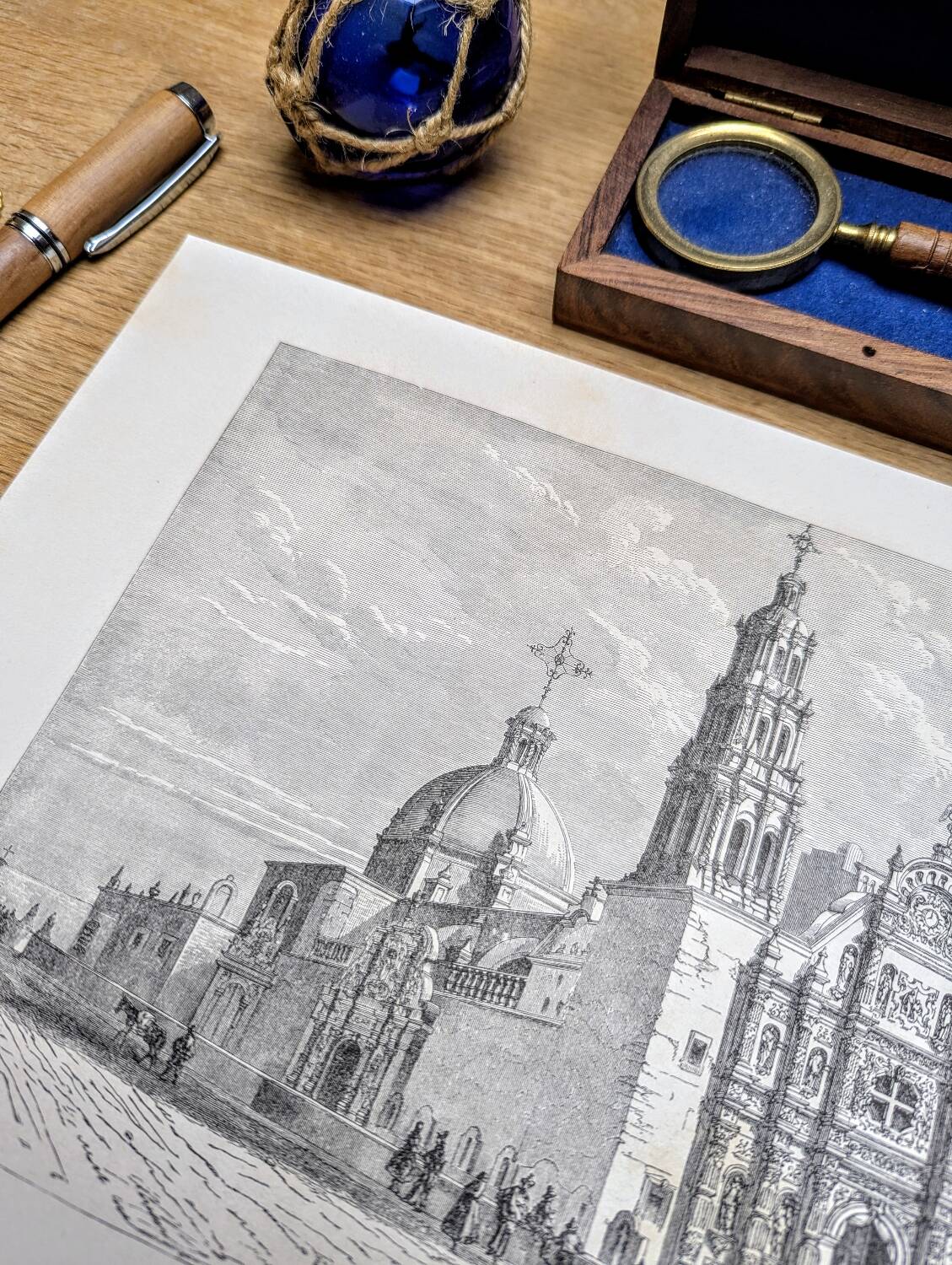 Cathedral of Chihuahua, Mexico. Printed illustration from 1861.