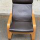 Fauteuil à bascule scandinave bois courbé et cuir marron ikea poang