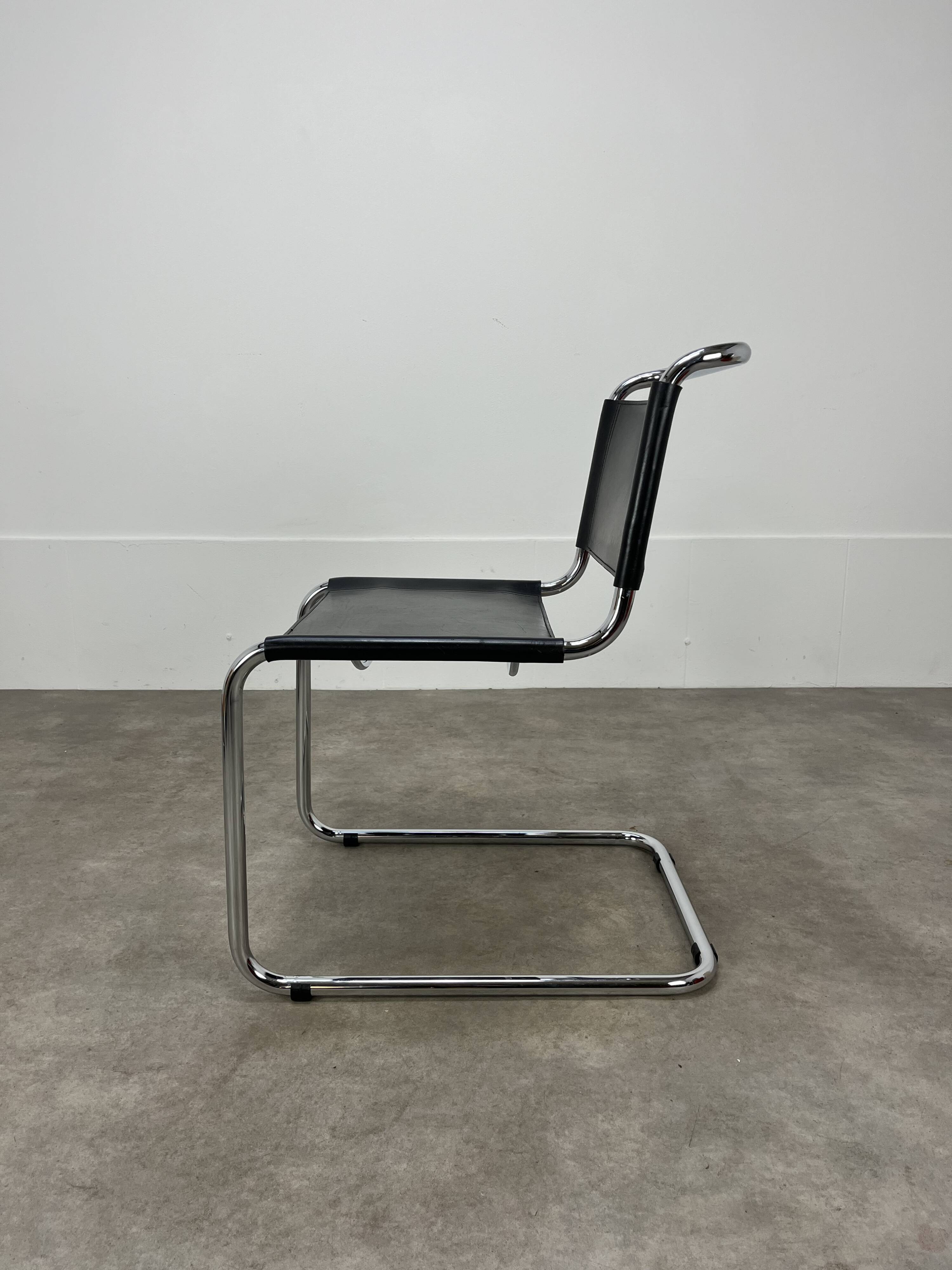 B33 chair black leather, 1980, Marcel Breuer