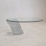K1000 Glass & Carrara Marble Coffee Table Team Form AG, Ronald Schmitt, 1975