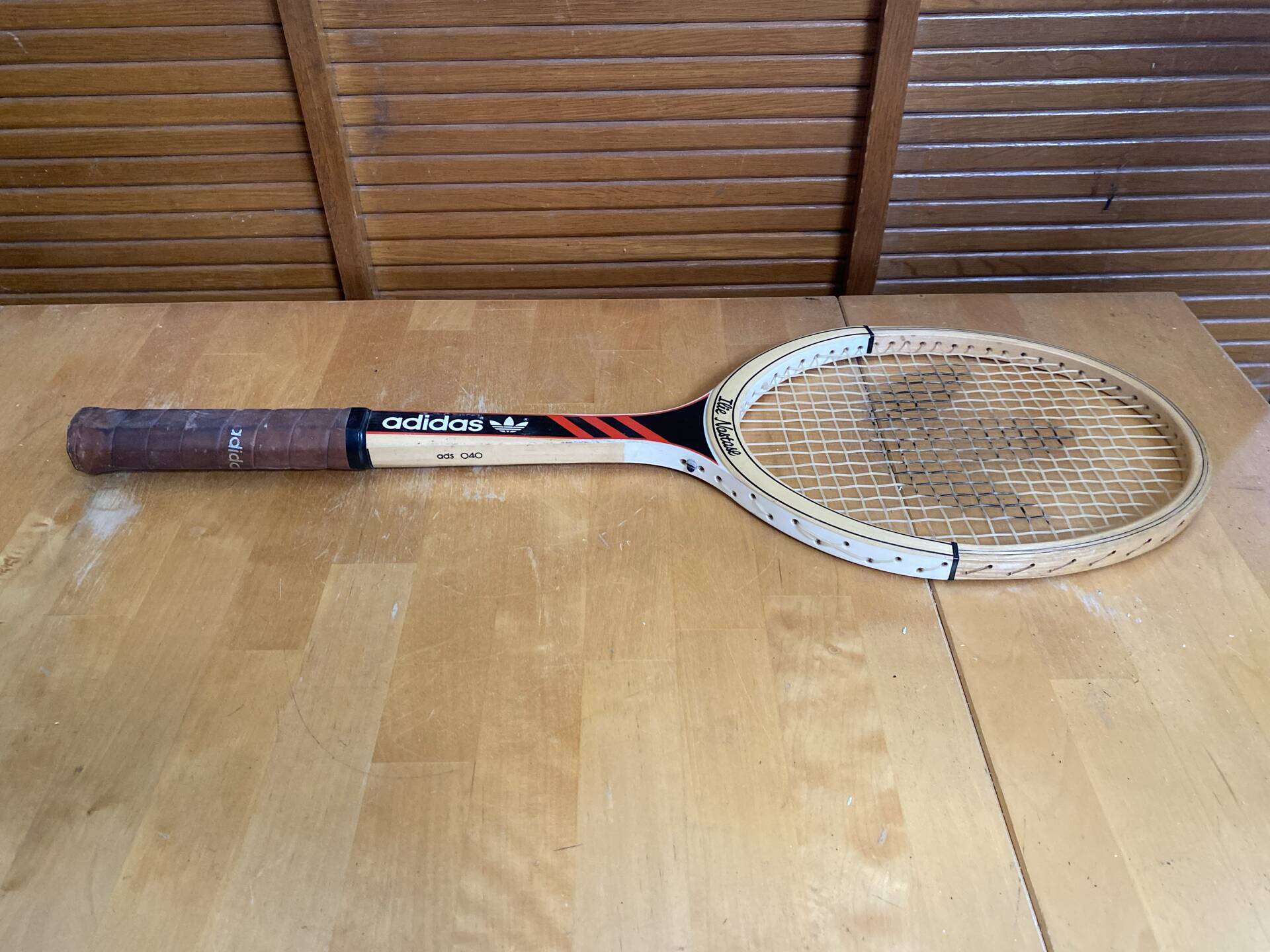 Vintage ADIDAS Ilie Nastase Wooden Tennis Racket #E245