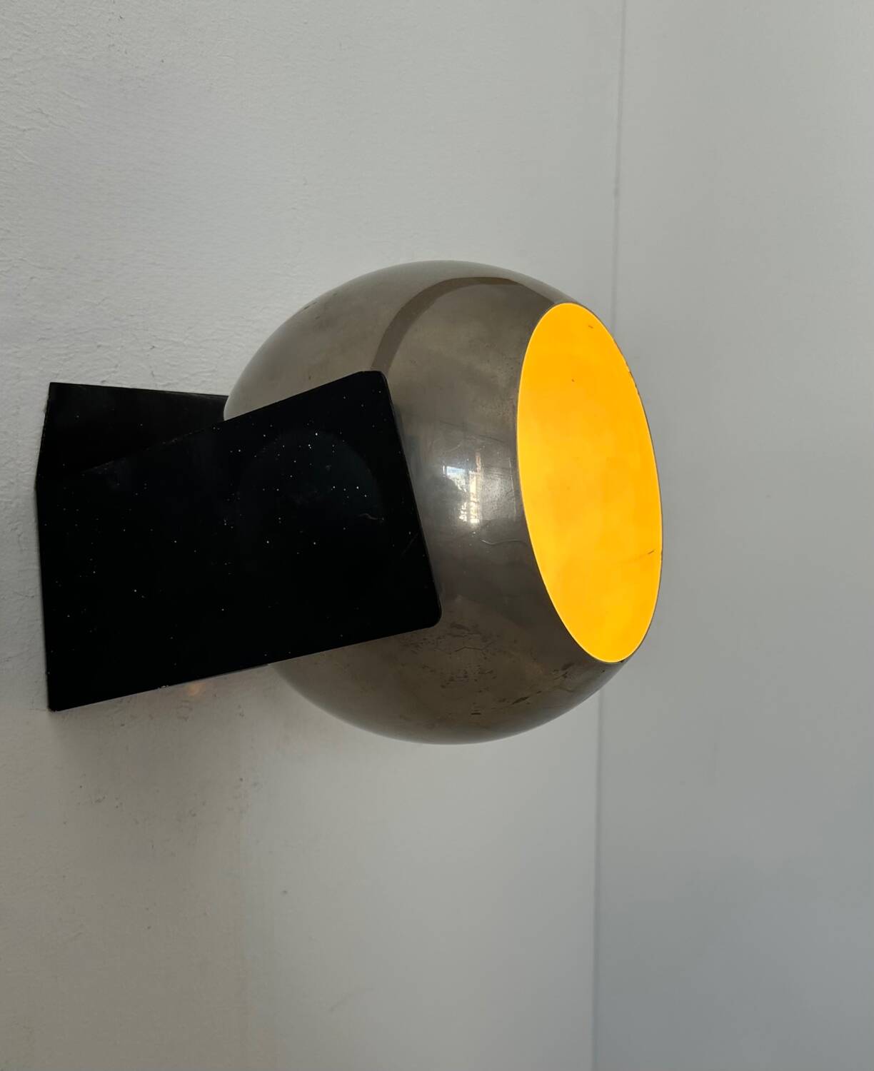 Pair of adjustable wall lights, chrome and matte black metal, France 1970