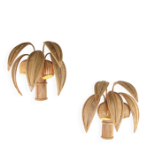 Paire d’appliques « cocotier/palmier » en rotin