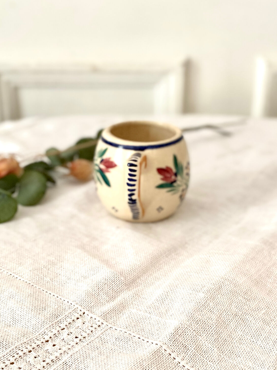 Quimper HB earthenware coffee cup