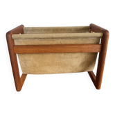 Porte revue Scandinave en Teck et cuir, 1960