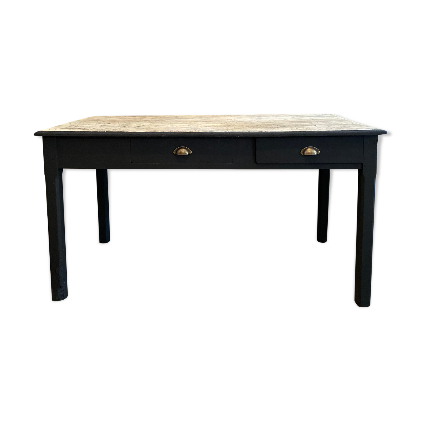 Farm table black charcoal & wood raw