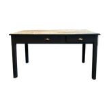 Farm table black charcoal & wood raw