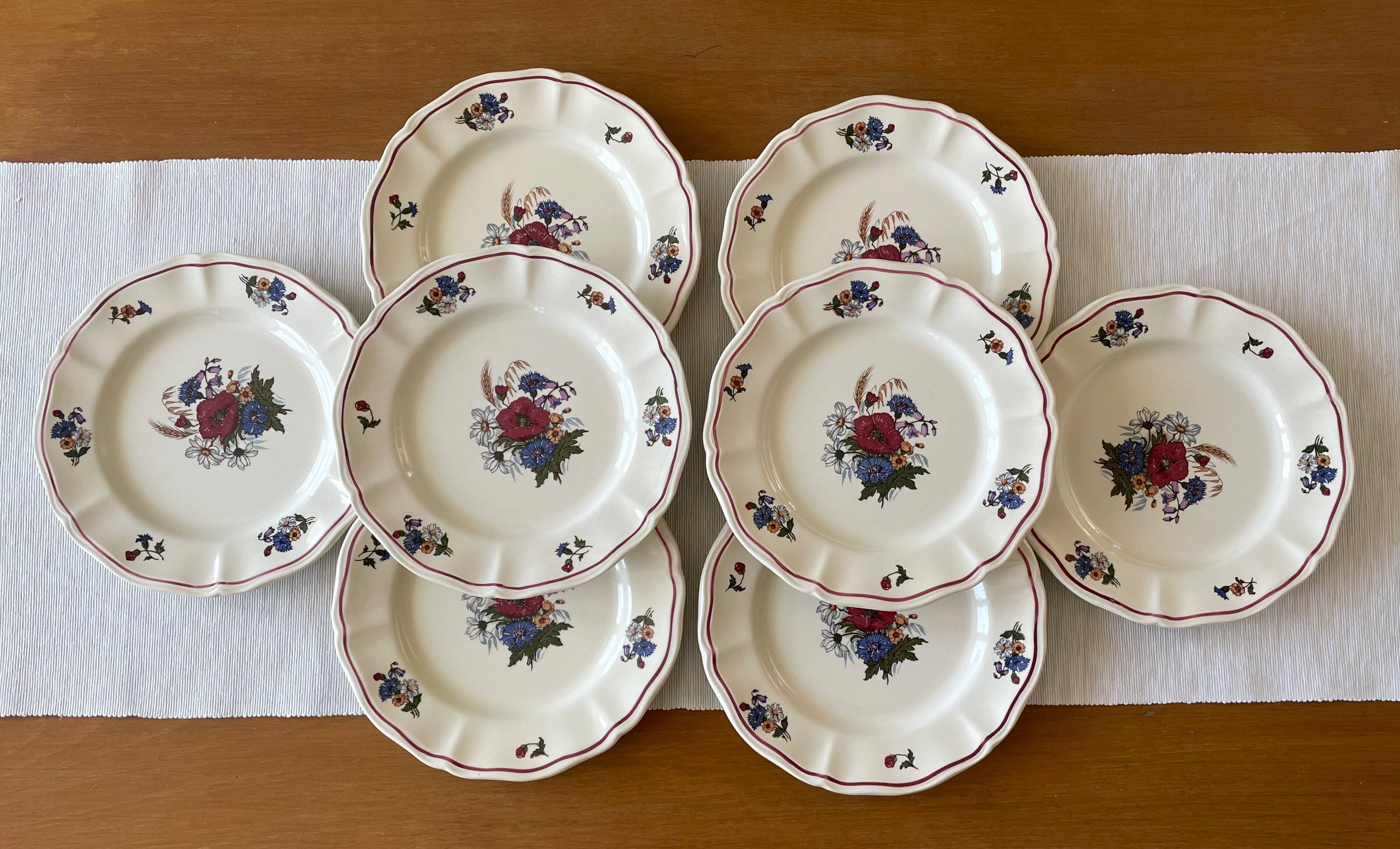 8 antique dessert plates in Sarreguemines earthenware