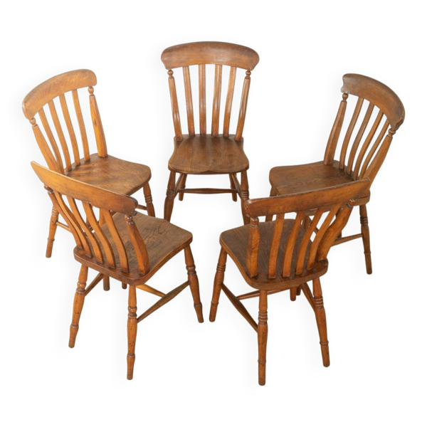 Chaises de salle à manger Windsor des années 1890 de style victorien (ensemble de 5)
