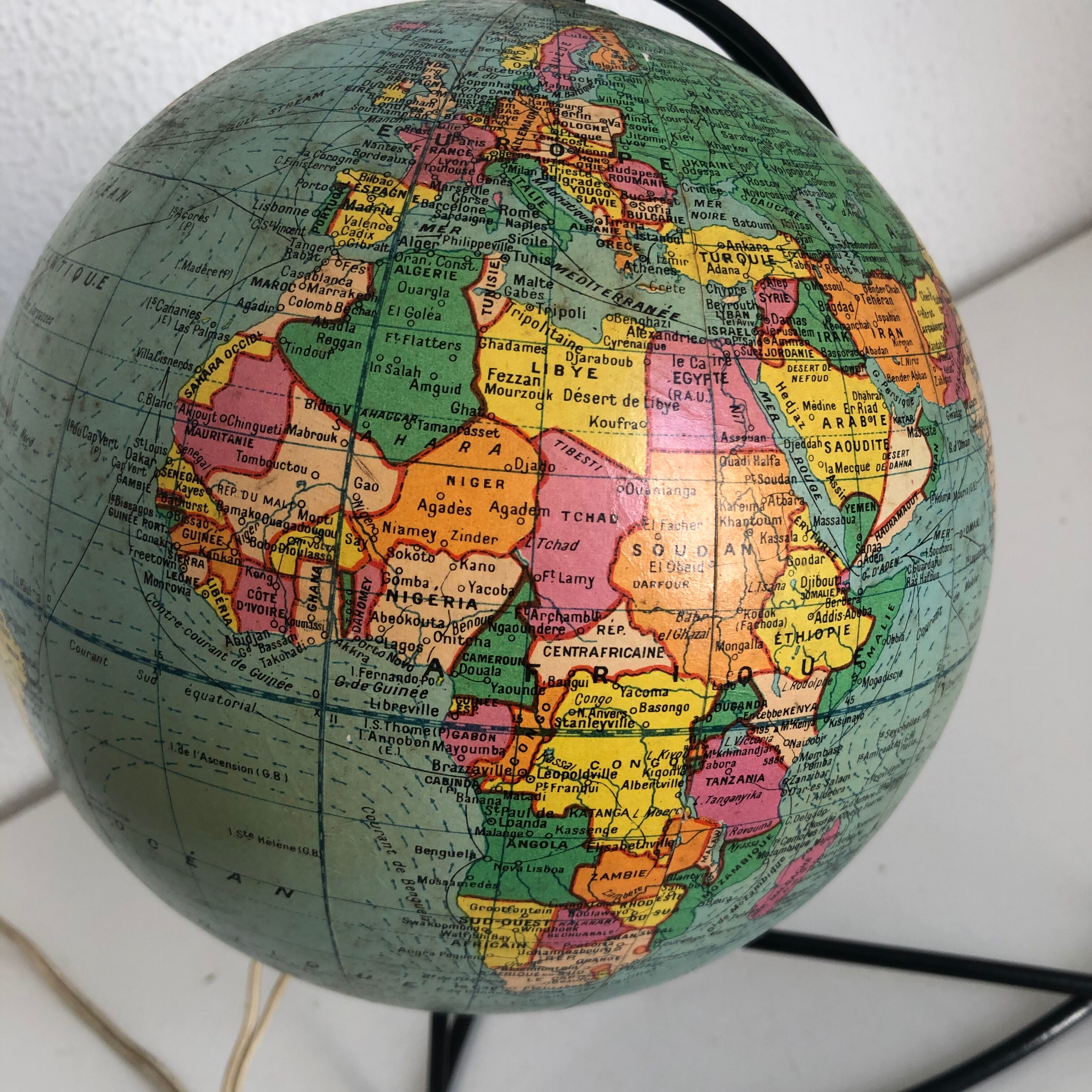 Globe Land Girard vintage glass 1960, 27 cm