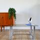 Rectangular coffee table in chrome and smoked glass, design, 1970 - 84 x 38 x 36 cm