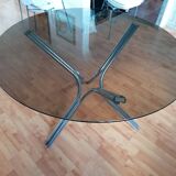 Space Age 1970s chrome and glass round table