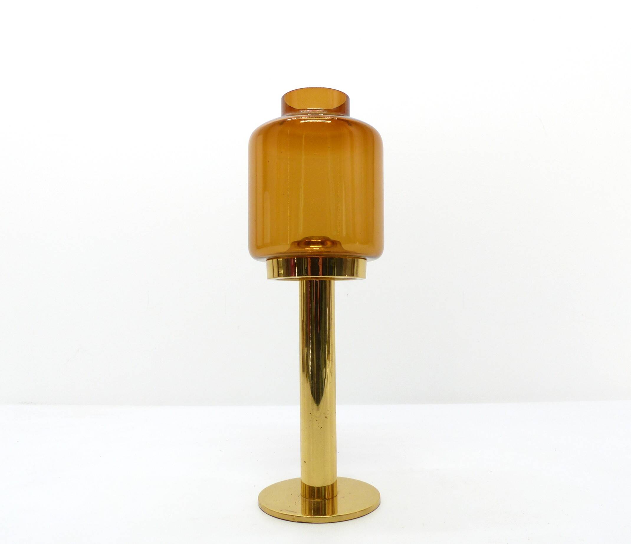Hans-Agne Jakobsson Markaryd L 10232 Amber Glass Candle Holder 1960