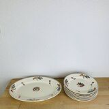 7 Longchamp iron earth plates and dish, Aubépine model
