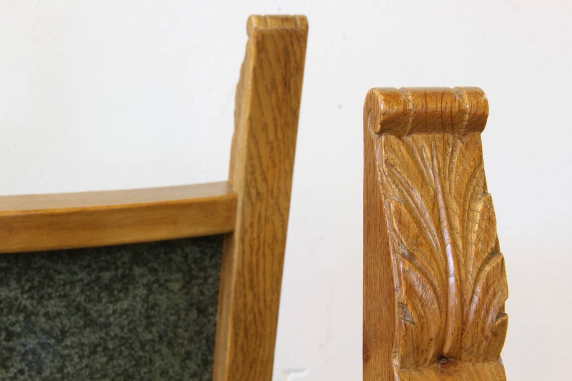 Vintage 1950s signature, solid oak dining throne chairs, Danish craftsmanship