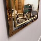 Rectangular Schöninger mirror with bronze-tinted glass and brass detailing, German