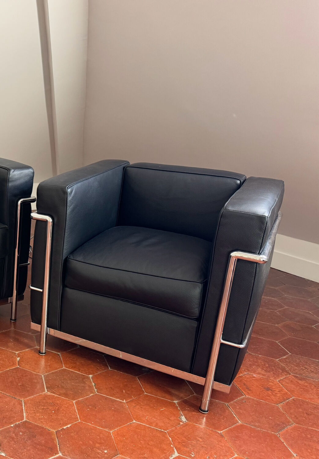 Pair of leather armchairs