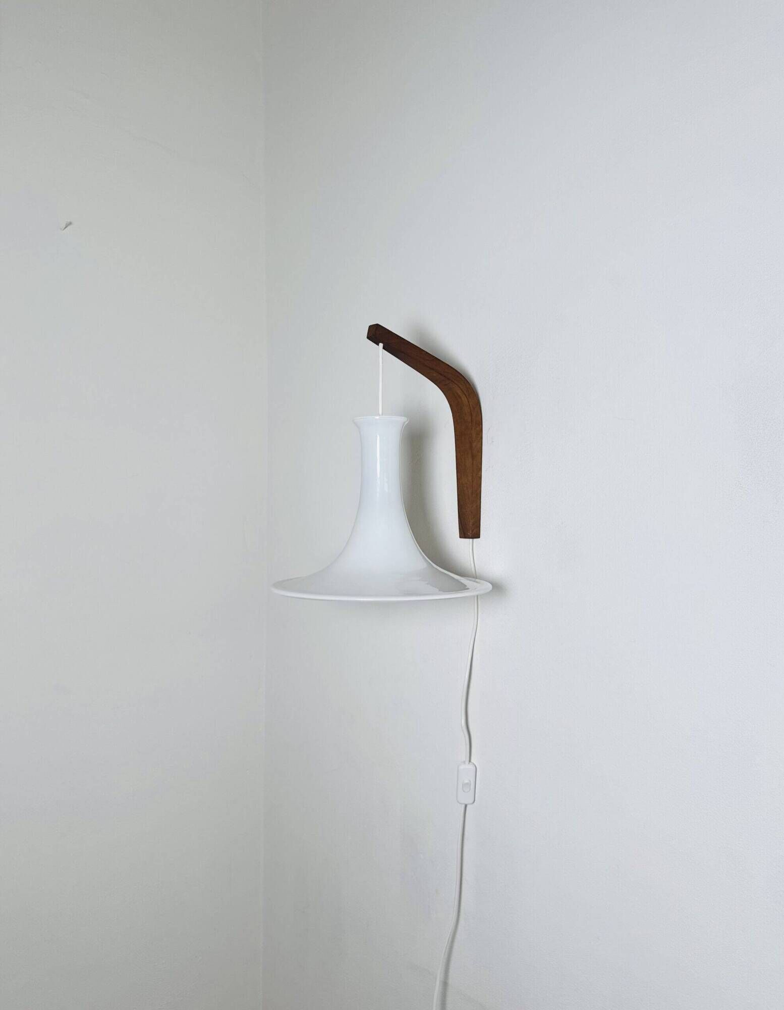 Model 491 Mandarin Wall Light In Milk Glass By Michael Bang For Holmegaard, Denmark 1980S