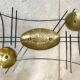 Large sculptural wall relief in wrought iron & brass , GDR / Germany 1950s
