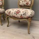 Paire de chaises chauffeuses de style Louis XV époque XIXeme