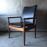 Diplomat office chair by Finn Juhl in rosewood and vintage leather 1970s