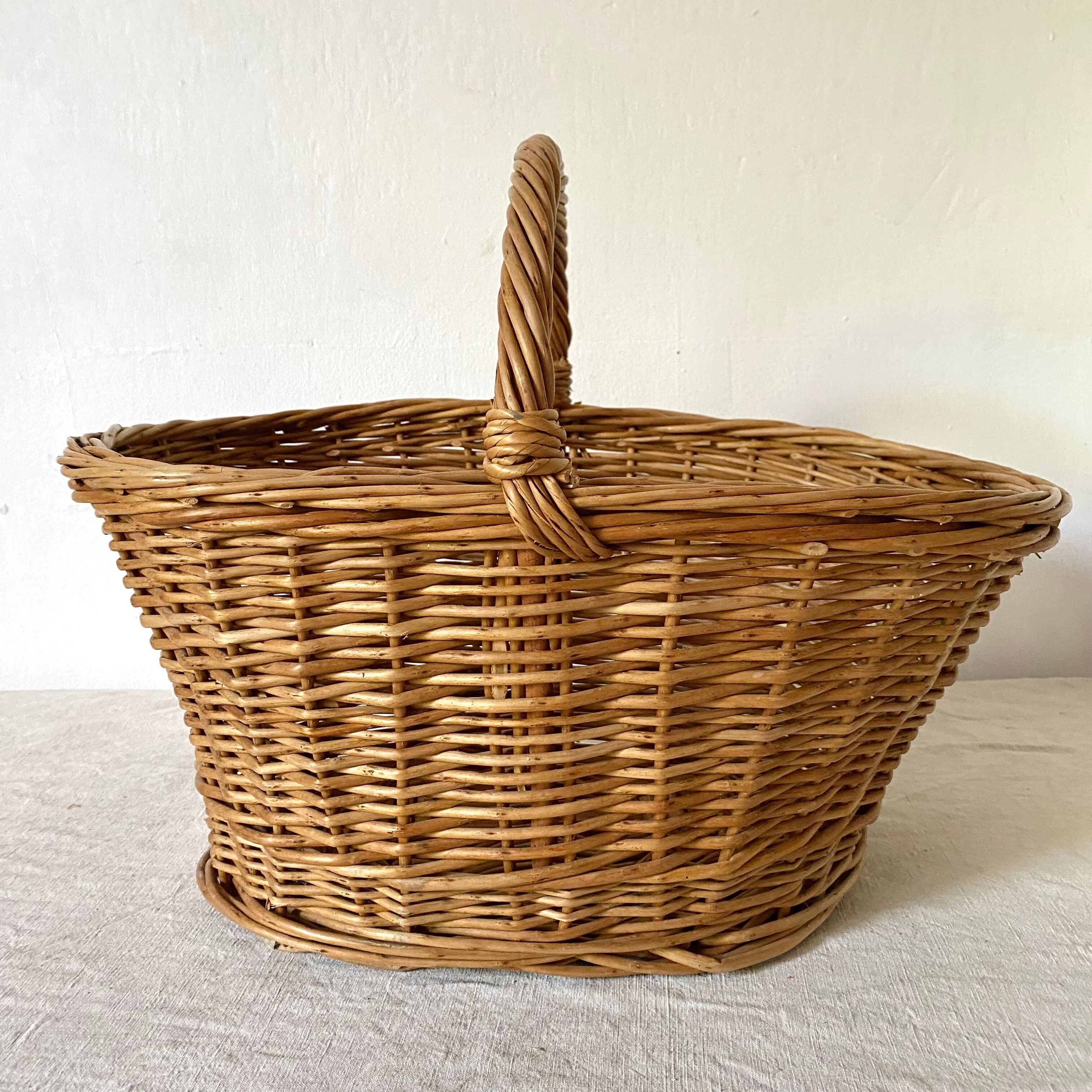 Braided wicker basket