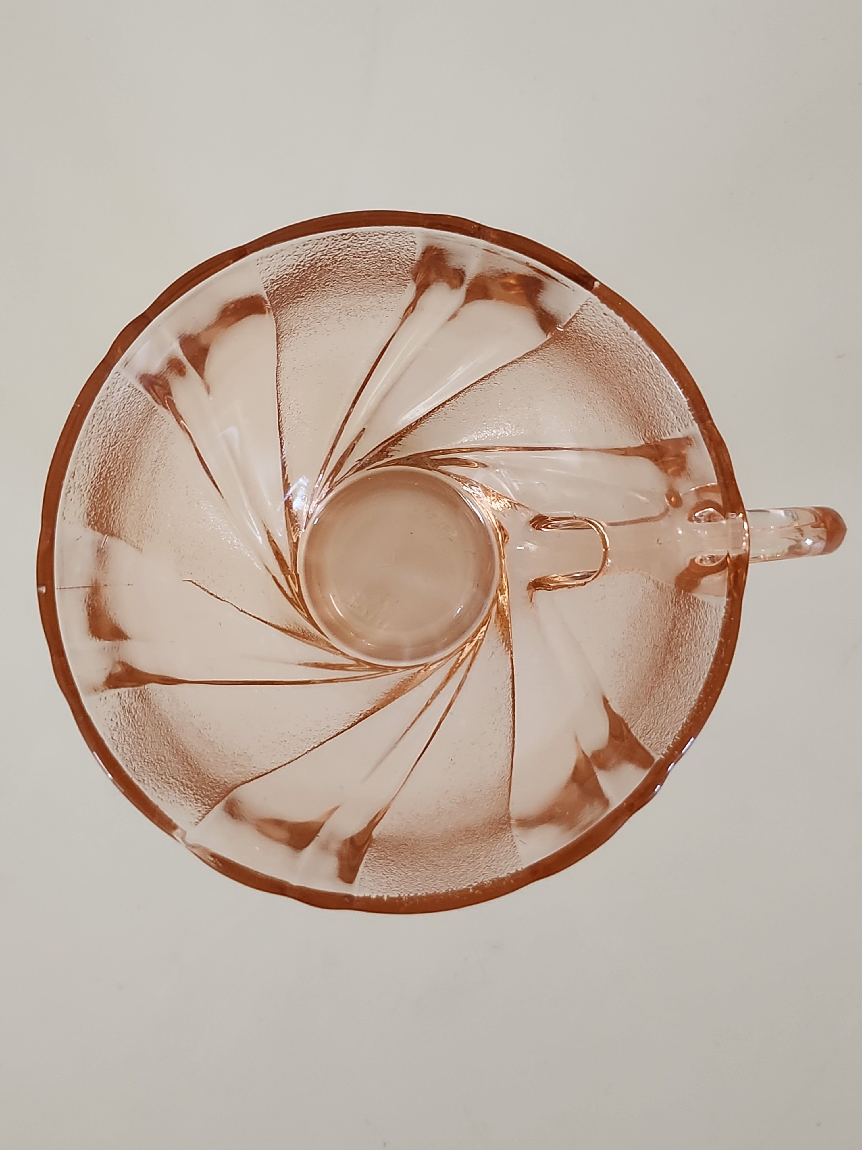 Set of 6 Vereco pink glass cups