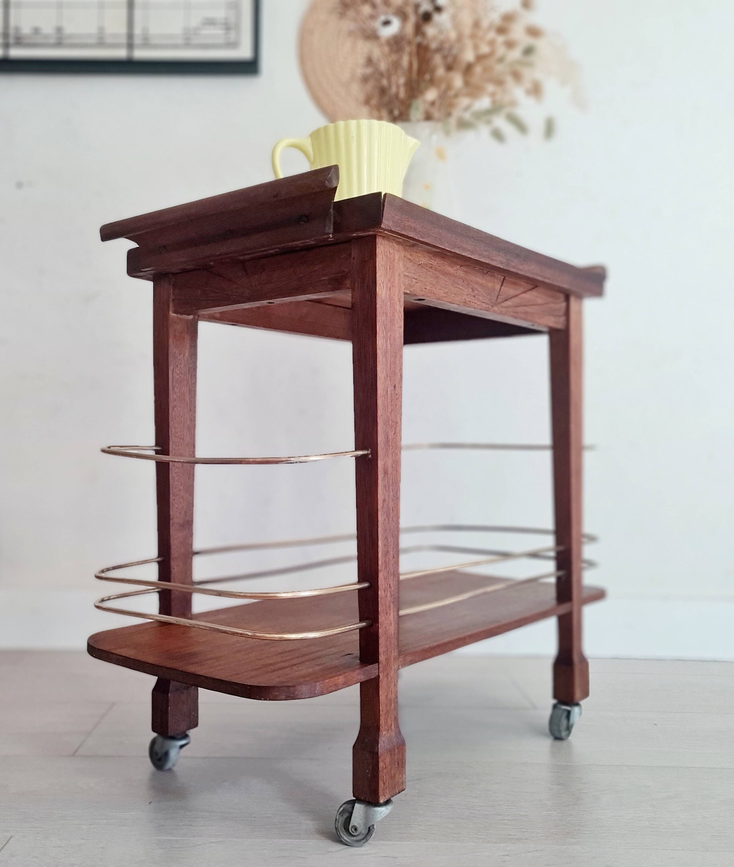 Desserte Art déco bois et laiton - petit modèle