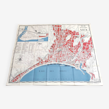 Carte plan touristique de Nice 1950 côte d’Azur