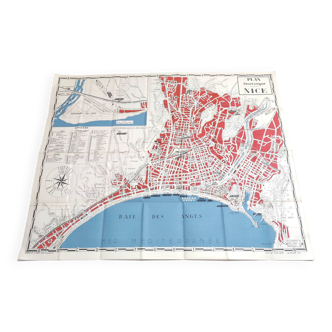 Carte plan touristique de Nice 1950 côte d’Azur