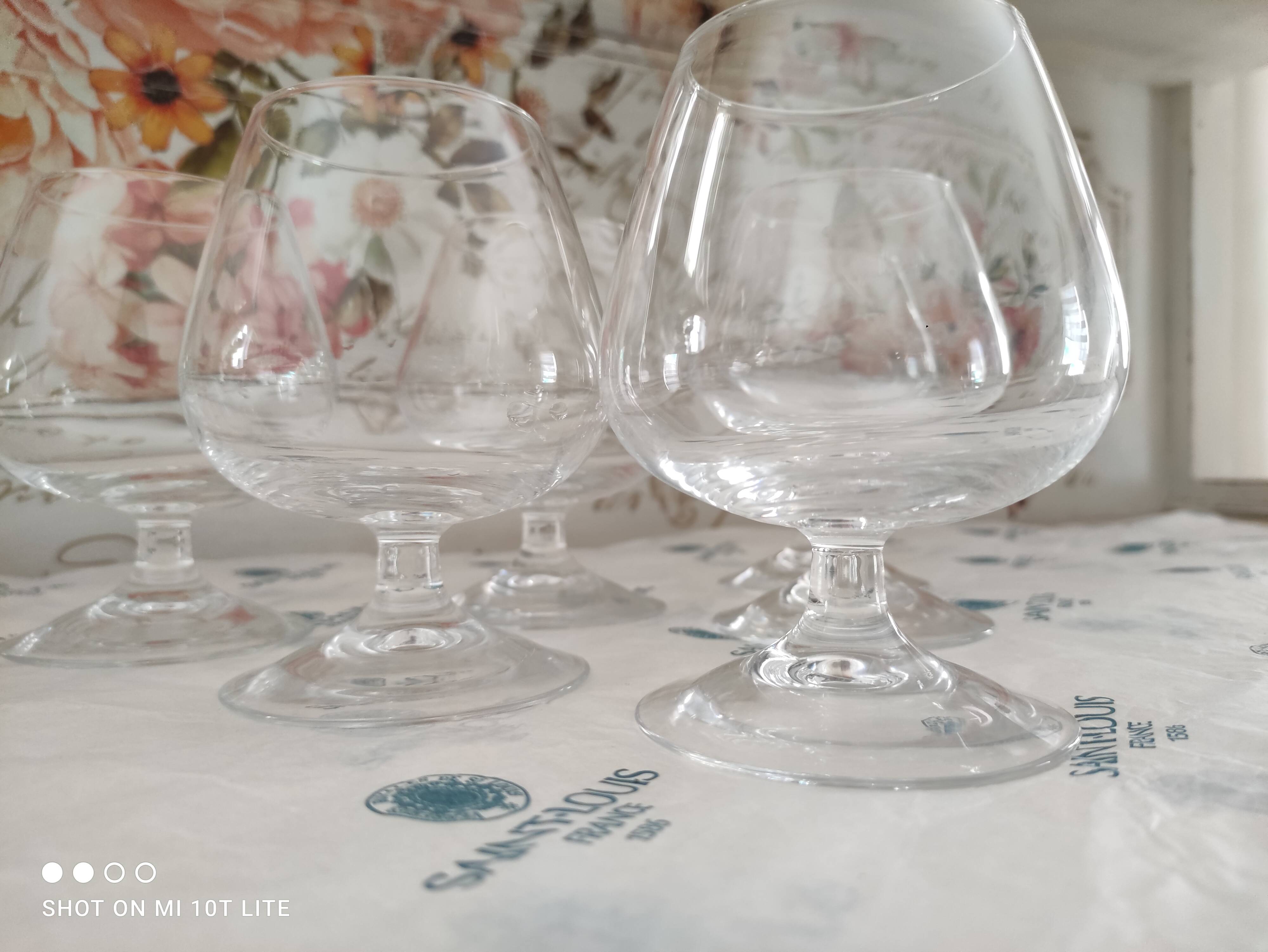 Set of 6 unstamped Saint-Louis cognac glasses, Tenareze model