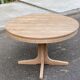 Scandinavian round extendable dining table Baumann stripped teak 1960