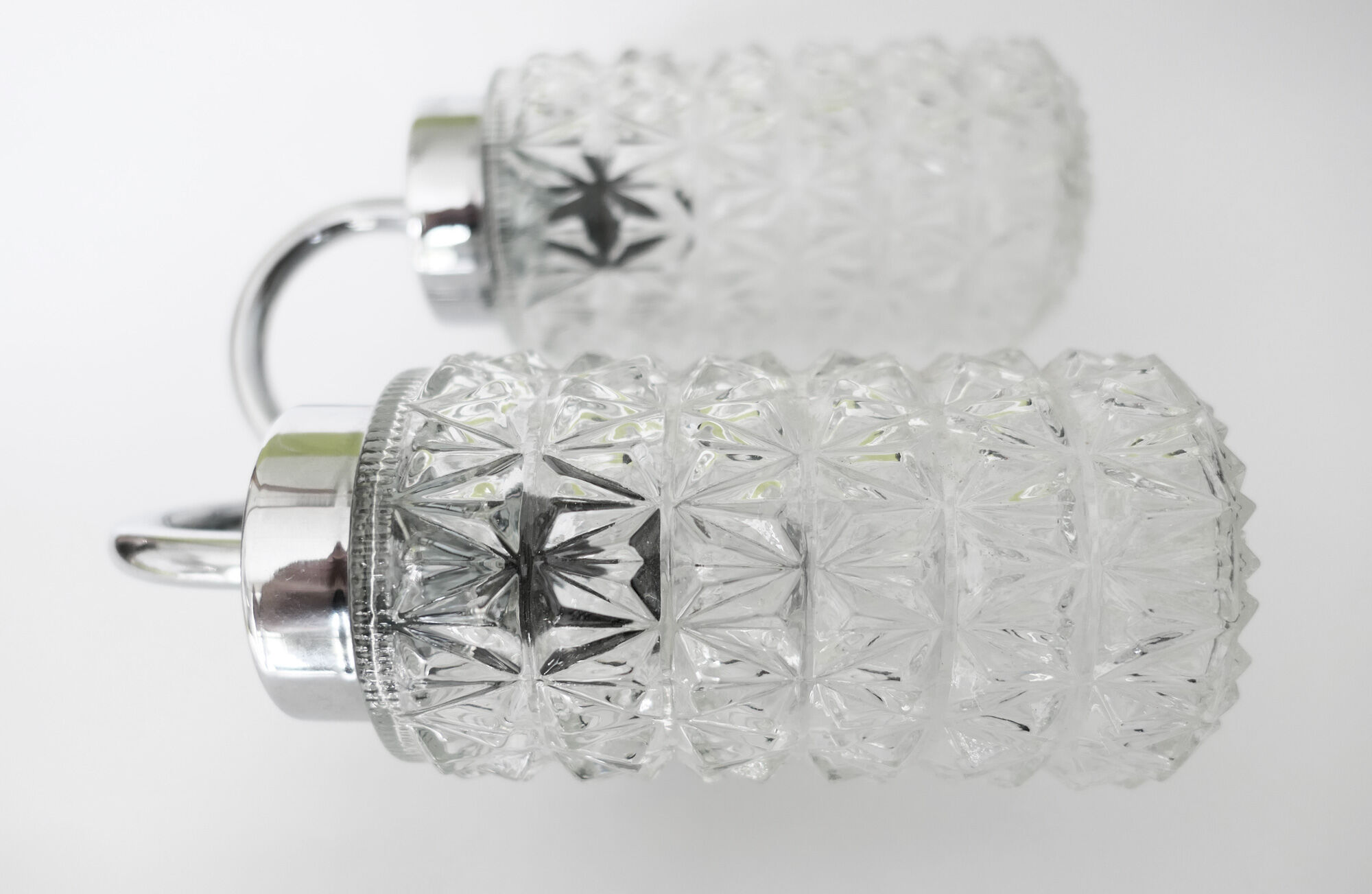 Double wall lamp 1970's chrome and glass
