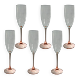 Set of 6 ROSALINE Champagne Flutes – Vintage Pink Glass