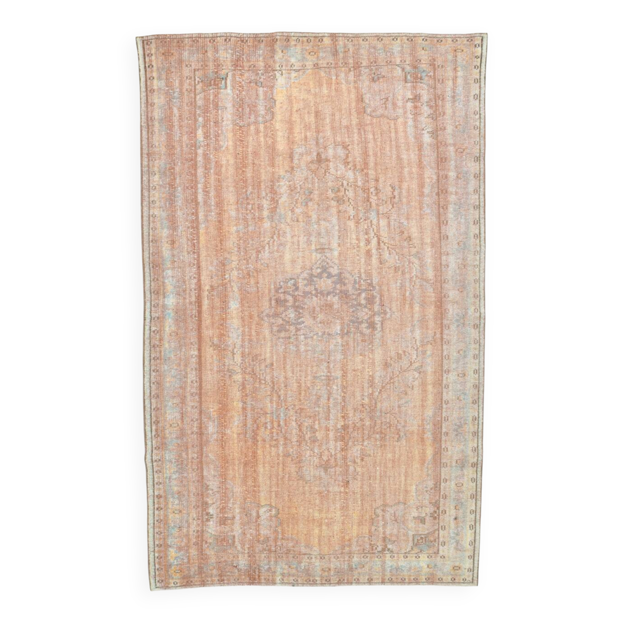 5x9 Peach & Blush Pink Oushak Vintage Rug, 164x267 Cm